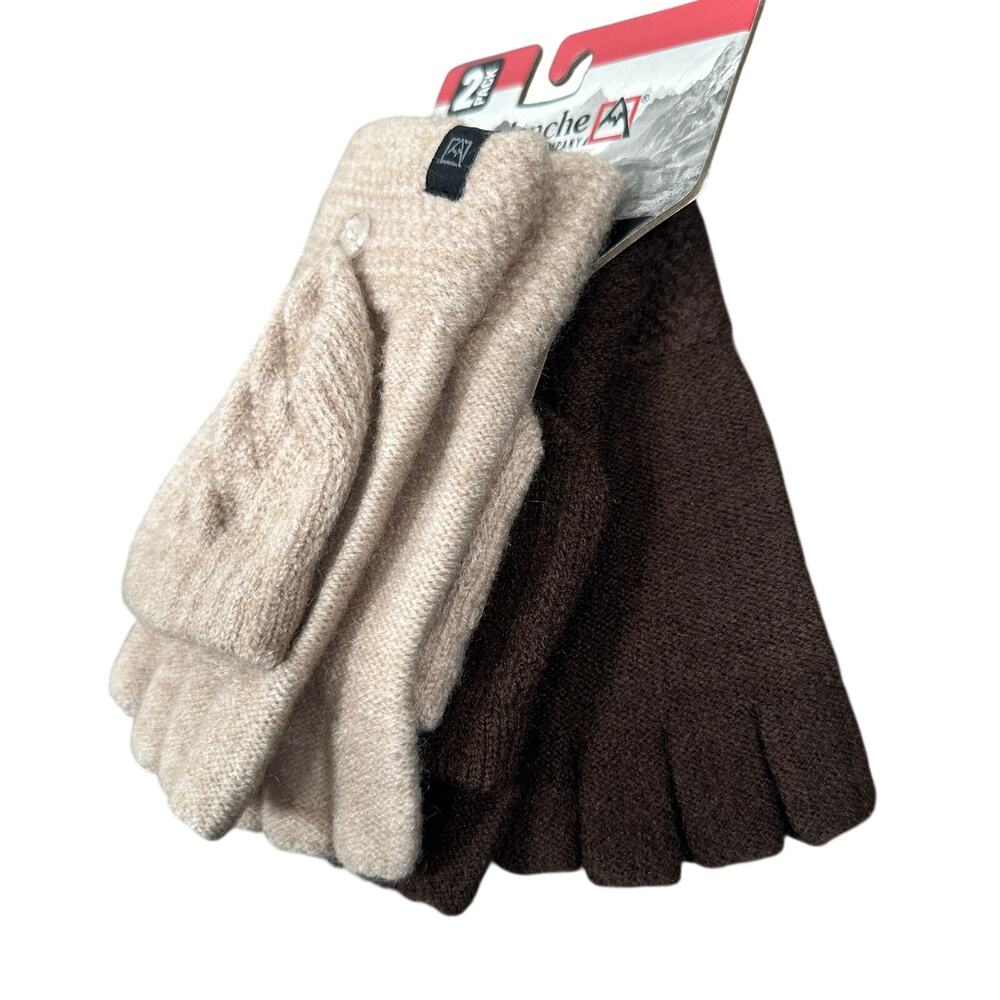 Avalanche Women's 2 Pair Fingerless Gloves Convertible Glomitt Flip Mittens